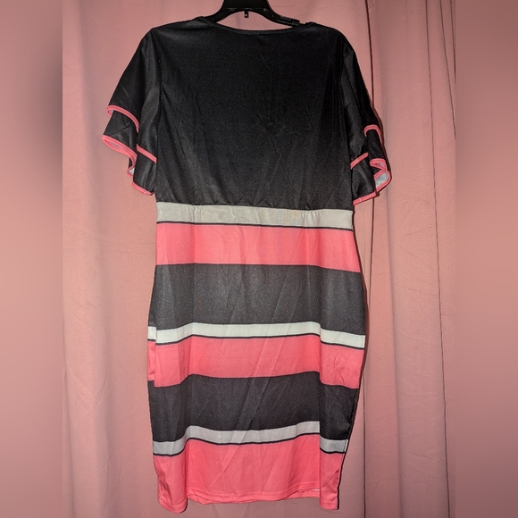 Black and Pink Colorblock Midi Dress 16/2XL - Picture 5 of 12
